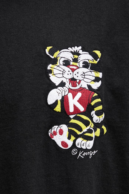 Kenzo GOTS KENZO WILD TIGER EMBROIDE t-shirt męski bawełniany czarny FG55TS4044SY