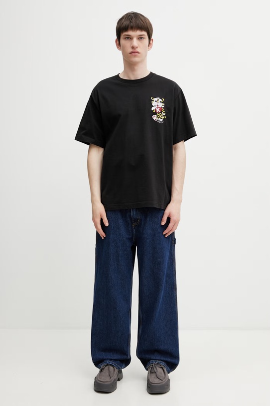 Kenzo GOTS KENZO WILD TIGER EMBROIDE t-shirt męski bawełniany FG55TS4044SY czarny