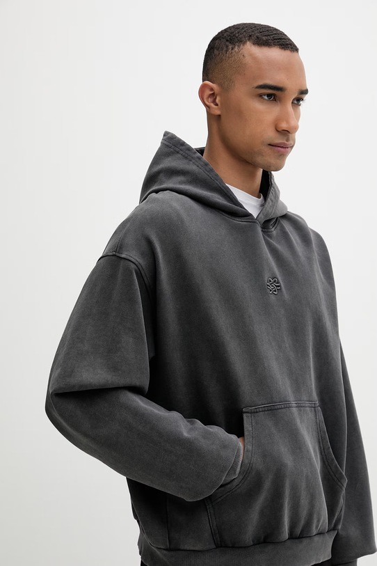 Filling Pieces kapucnis melegítőfelső férfi pamut Boxy Embroidered szürke 412632501284.136