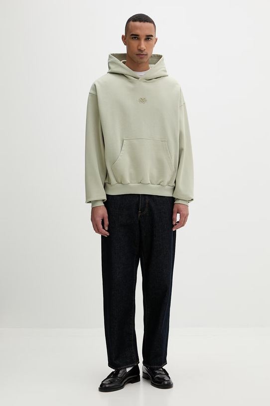Filling Pieces dukserica sa kapuljačom muška pamučna Boxy Embroidered 412632501284.302 zelena SS26