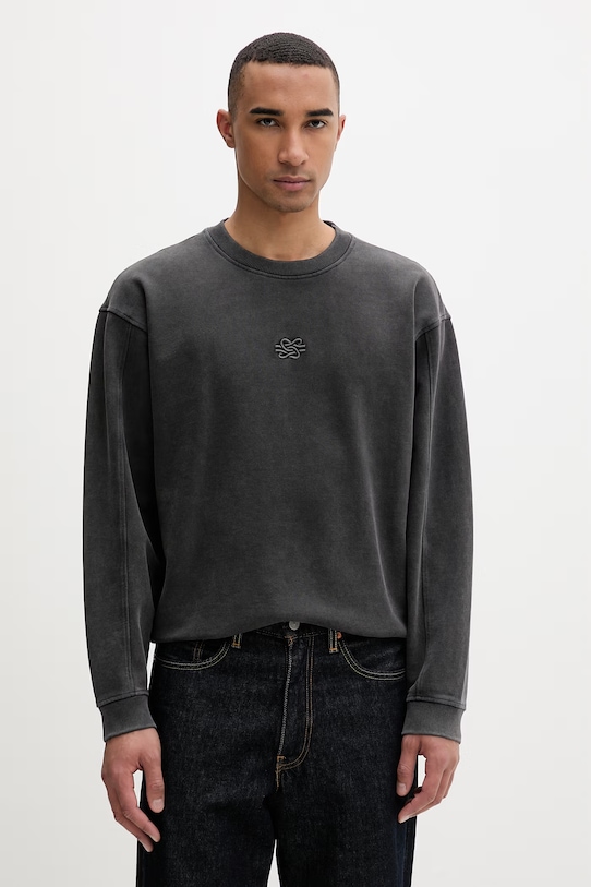 Filling Pieces кофта мужская из хлопка Boxy Embroidered хлопок серый 422430501142.136