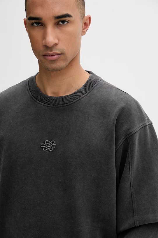Filling Pieces кофта мужская из хлопка Boxy Embroidered серый 422430501142.136