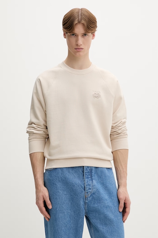 Filling Pieces кофта чоловіча бавовняна Boxy Embroidered без капюшона бежевий 412630500143.292