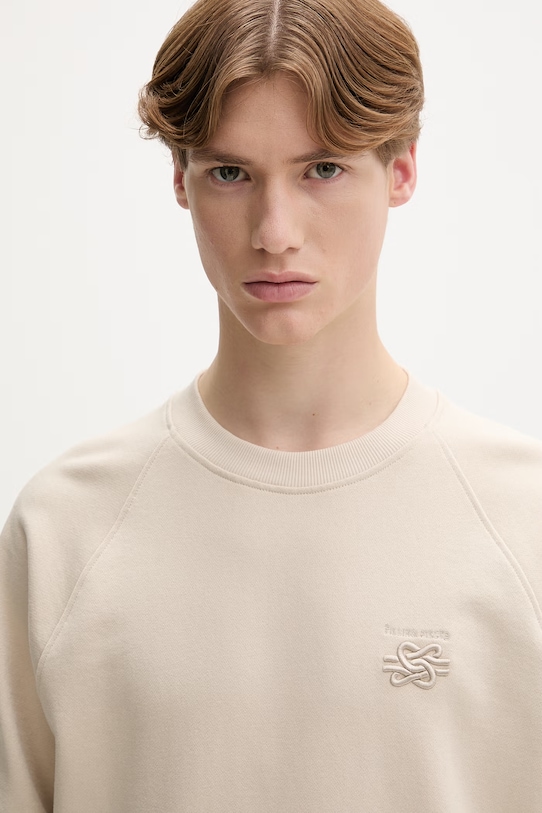 Filling Pieces суичър мъжки от памук Boxy Embroidered бежов 412630500143.292