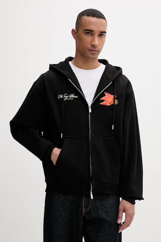 Îmbrăcăminte Filling Pieces hanorac oversized pentru bărbați, din bumbac Zucchini 412633501289.130 negru