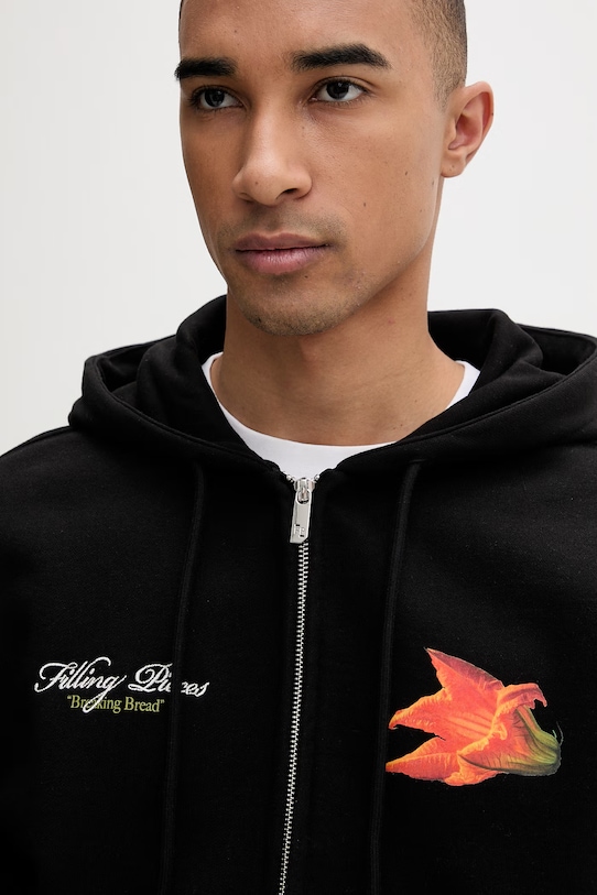 Filling Pieces hanorac oversized pentru bărbați, din bumbac Zucchini negru 412633501289.130