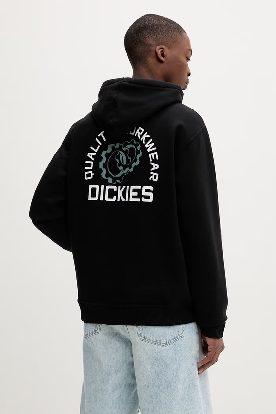 Dickies dukserica s kapuljačom muška s pamukom crna DK0A88POBLK1