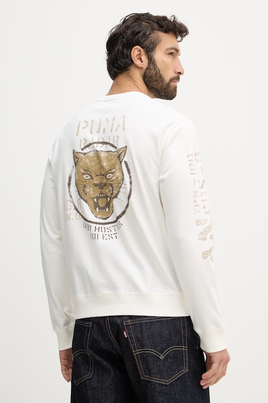 Aeronautica Militare longsleeve bawełniany nadruk beżowy FE2099UJ00725