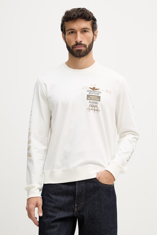 Odzież Aeronautica Militare longsleeve bawełniany FE2099UJ00725 beżowy