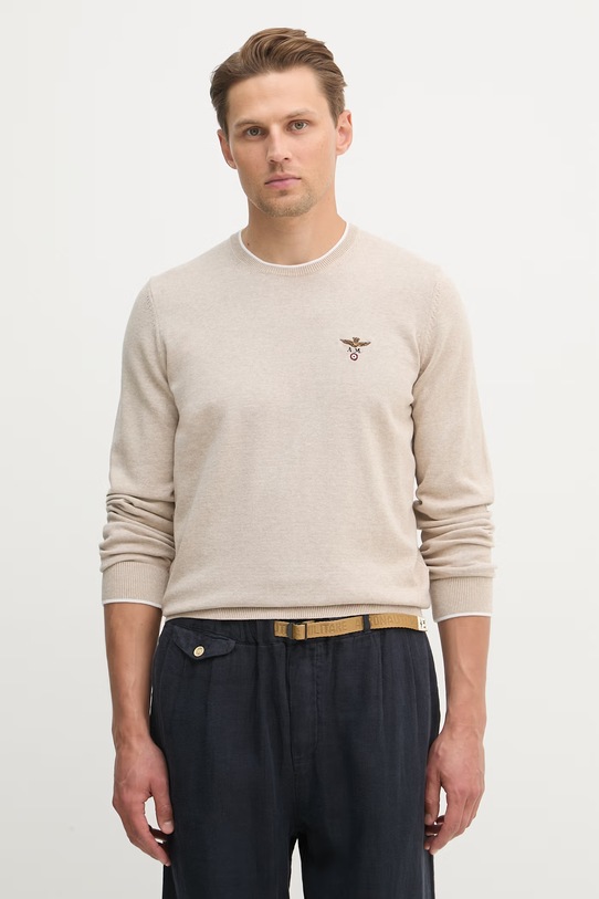 Aeronautica Militare sweter bawełniany bawełna beżowy MA1631UL00506