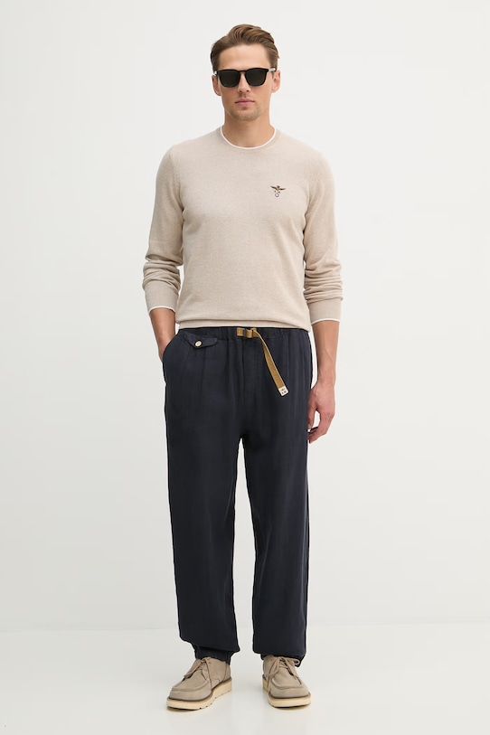 Aeronautica Militare sweter bawełniany MA1631UL00506 beżowy SS26