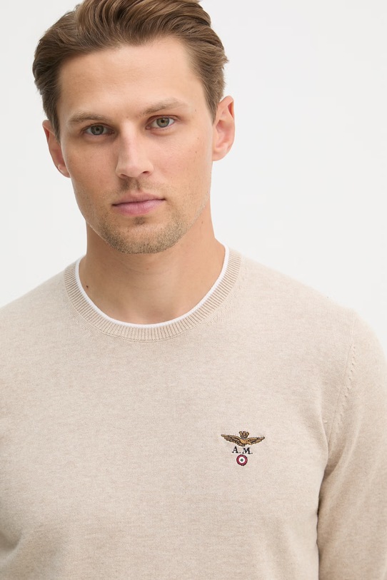 Aeronautica Militare sweter bawełniany beżowy MA1631UL00506