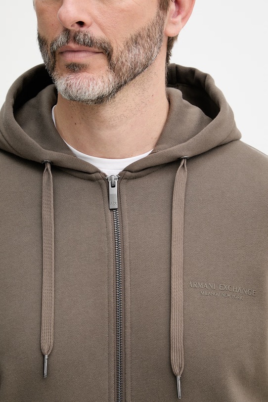 Armani Exchange кофта на блискавці з капюшоном чоловіча бавовняна XM001293.AF20934 коричневий