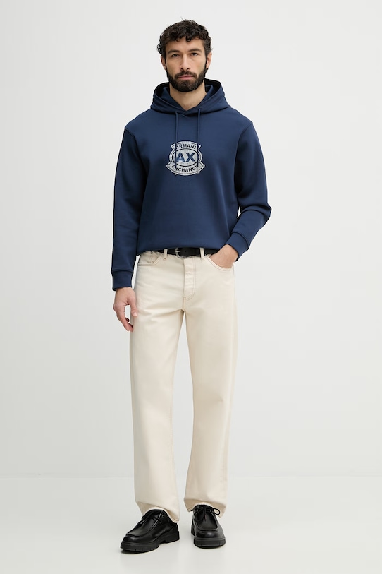 Armani Exchange суичър с качулка мъжки XM002332.AF10818 тъмносин SS26