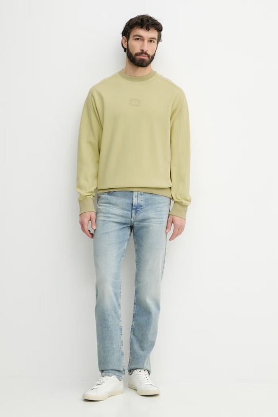 BOSS Orange bluza męska bawełniana 50559151 zielony SS26