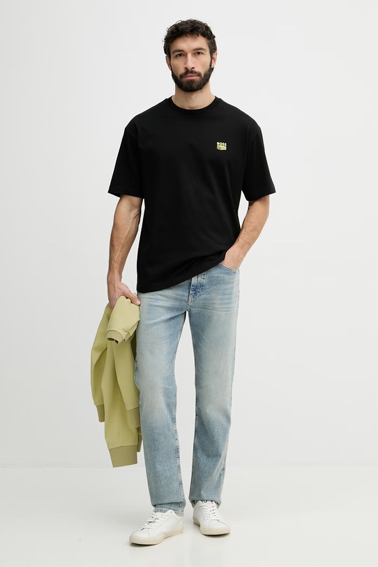 BOSS Orange bluza męska bawełniana zielony 50559151