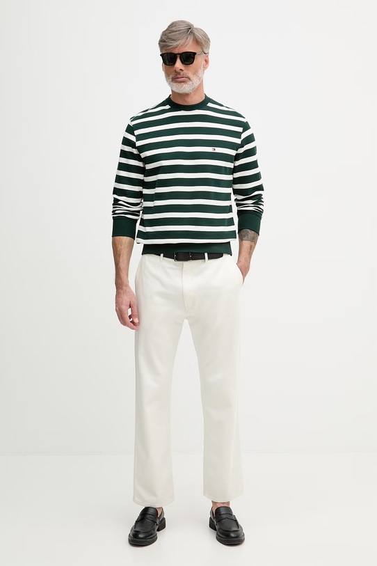 Tommy Hilfiger bluza męska bawełniana MW0MW41352 zielony SS26