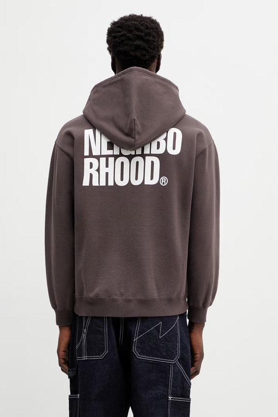 Bavlnená mikina NEIGHBORHOOD CLASSIC SWEAT ZIP HOODIE LS potlač hnedá 252UWNH.CSM03