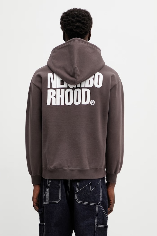 Bavlnená mikina NEIGHBORHOOD CLASSIC SWEAT ZIP HOODIE LS potlač hnedá 252UWNH.CSM03