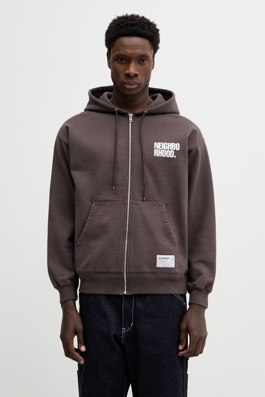 Oblečenie Bavlnená mikina NEIGHBORHOOD CLASSIC SWEAT ZIP HOODIE LS 252UWNH.CSM03 hnedá