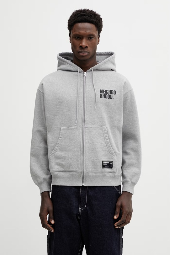 Odzież NEIGHBORHOOD bluza bawełniana CLASSIC SWEAT ZIP HOODIE LS 252UWNH.CSM03 szary