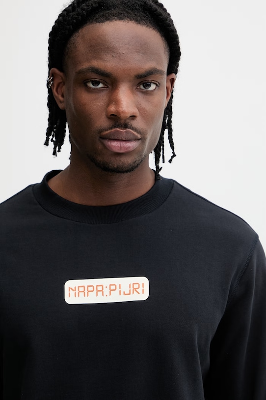 Napapijri bluza bawełniana SOL czarny NP0A4HO49411