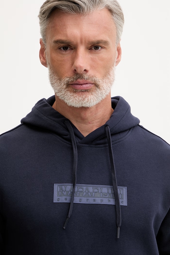 Napapijri bluza z kapturem męska bawełniana B-BOX LOGO granatowy NP0A4I7V1761