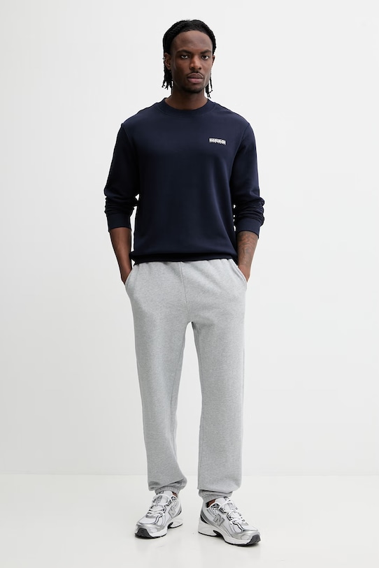 Napapijri bluza bawełniana SMALL BOX NP0A88TP1761 granatowy SS26