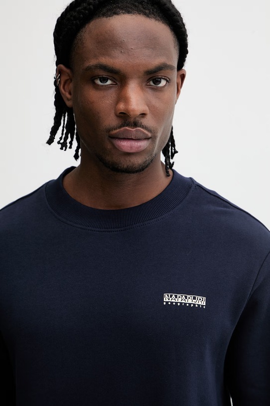 Napapijri bluza bawełniana SMALL BOX granatowy NP0A88TP1761