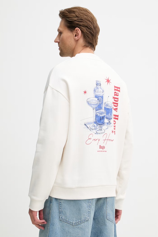 HUGO Blue bluza damska bawełniana Nucavex beżowy 50560062