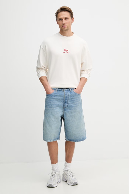 HUGO Blue bluza damska bawełniana Nucavex 50560062 beżowy SS26