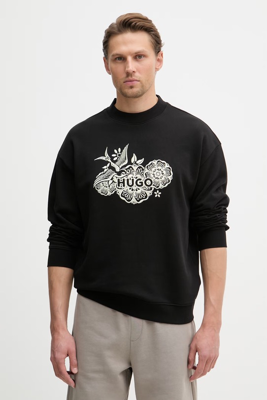 HUGO mikina pánská bavlněná Darony černá 50556549