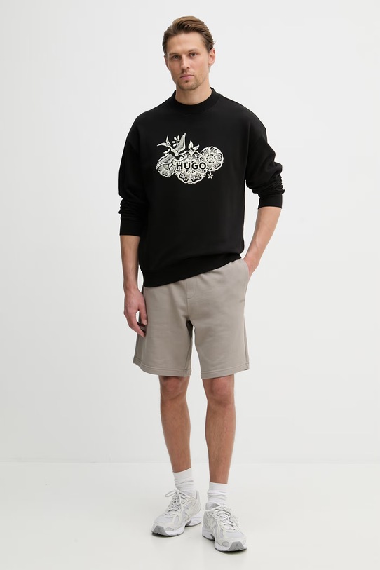 HUGO mikina pánská bavlněná Darony 50556549 černá SS26