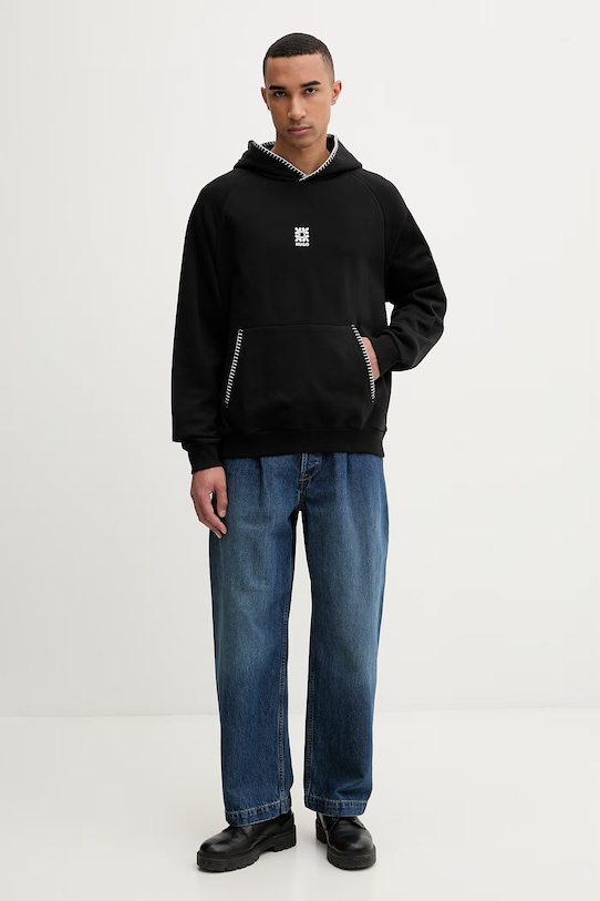 HUGO mikina pánska bavlnená Darohood 50556570 čierna SS26