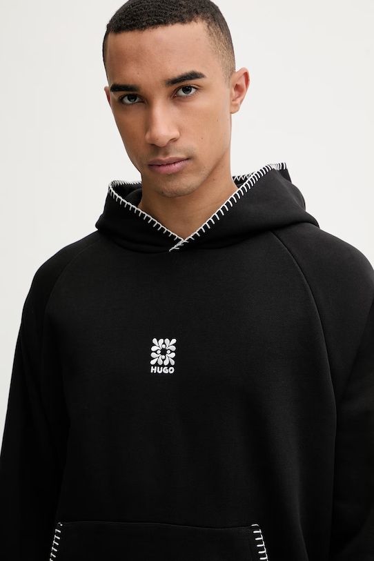 HUGO mikina pánska bavlnená Darohood čierna 50556570