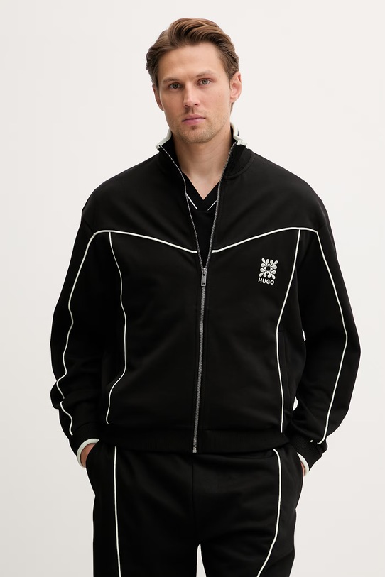 HUGO μπλούζα ανδρική με βαμβάκι Darynt μαύρο 50556587
