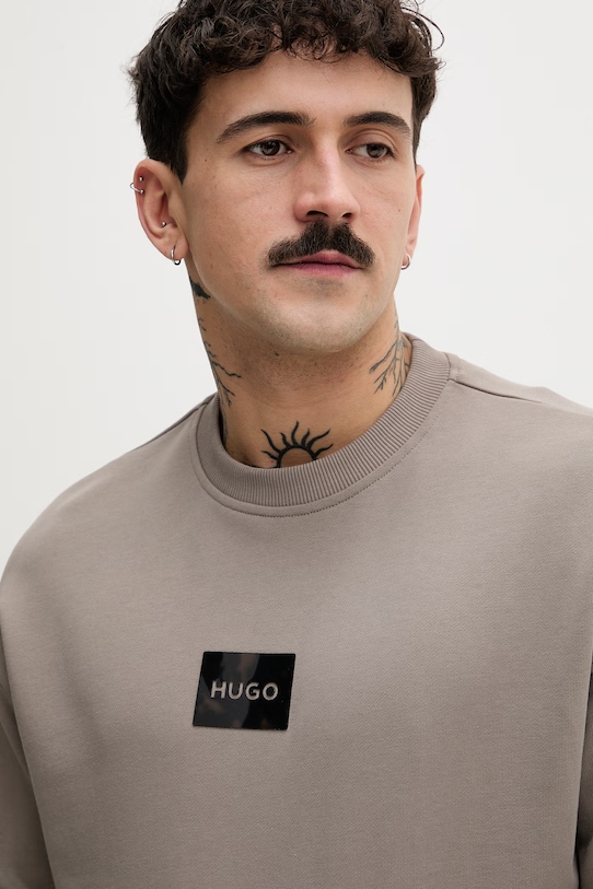 HUGO bluza bawełniana Daylo beżowy 50557452