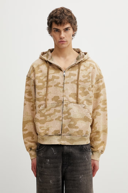 Daily Paper boxy camo bluza rozpinana bawełniana męska zielony 2610016