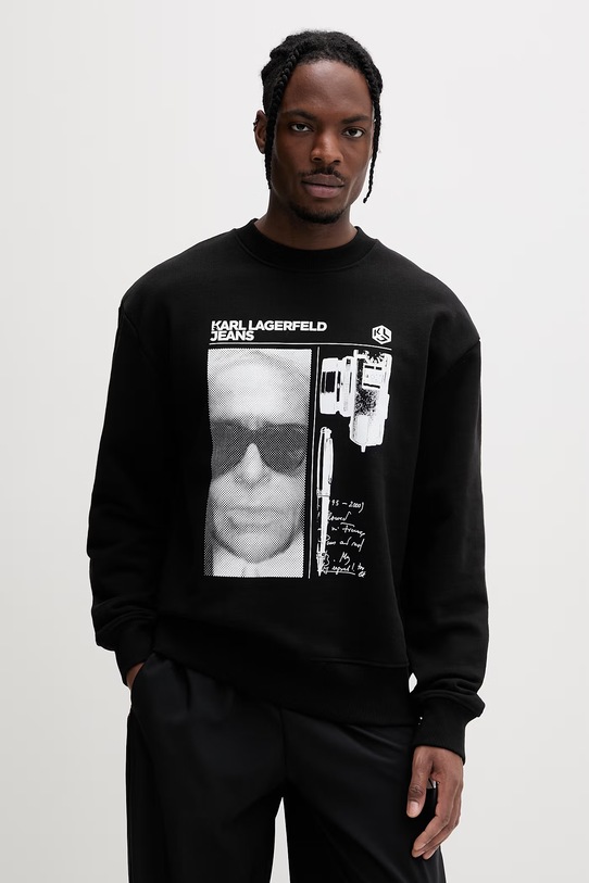 Karl Lagerfeld Jeans bluza oversize męska bawełniana czarny B2M20033