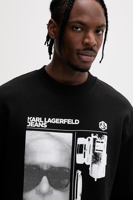 Karl Lagerfeld Jeans bluza oversize męska bawełniana czarny B2M20033