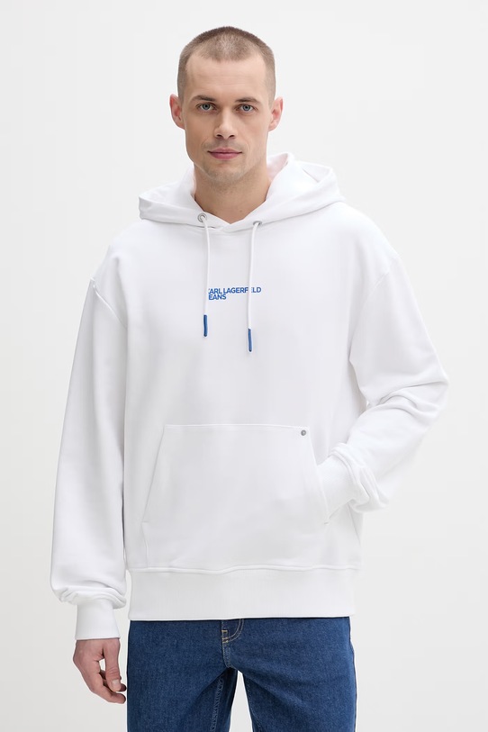 Oblečenie Karl Lagerfeld Jeans mikina s kapucňou pánska bavlnená B2M20035 biela