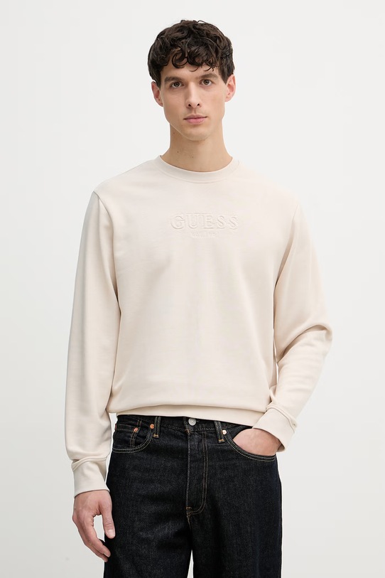 Guess mikina pánská bavlněná béžová M6GQ07.K3045