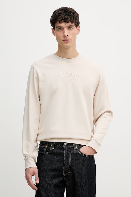 Guess mikina pánská bavlněná béžová M6GQ07.K3045