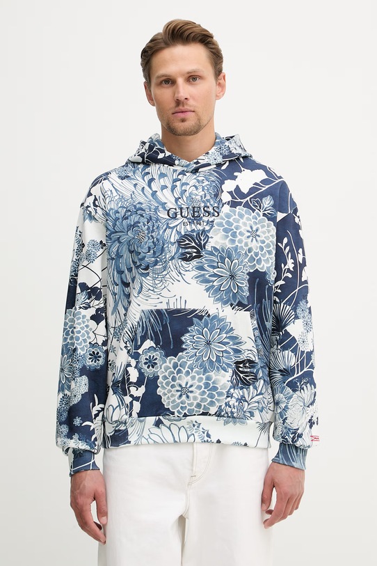 Guess bluza z kapturem męska bawełniana granatowy M6GQ03.K2826