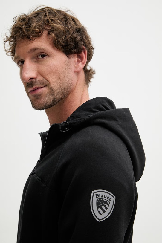 Blauer bluza rozpinana z kapturem męska z bawełną SHAW czarny BLUF02034