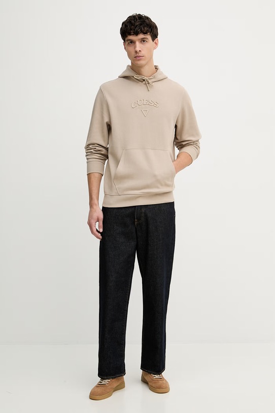 Guess felpa da uomo in cotone M6GQ04.K3009 beige SS26