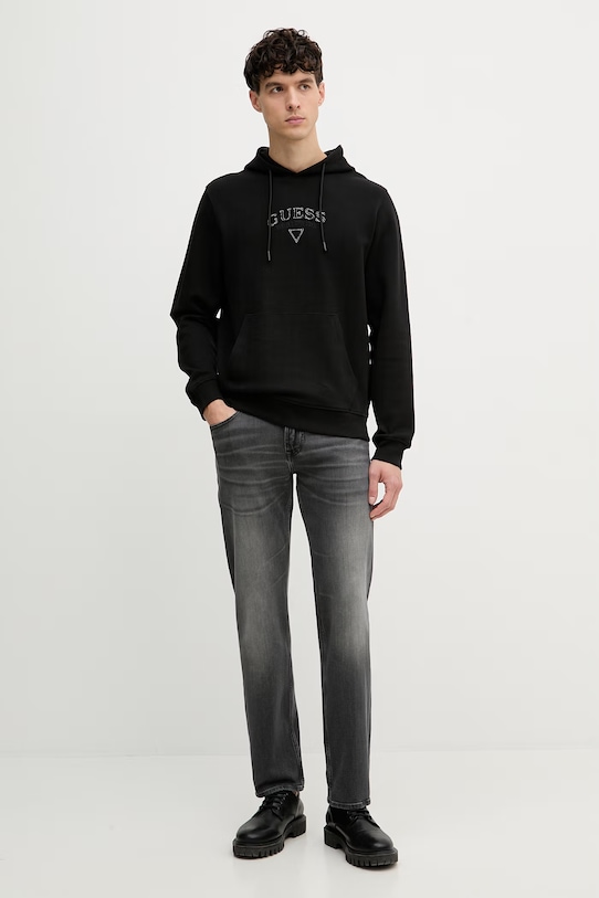 Guess felpa da uomo in cotone M6GQ04.K3009 nero SS26