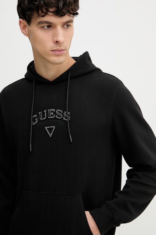 Guess felpa da uomo in cotone nero M6GQ04.K3009