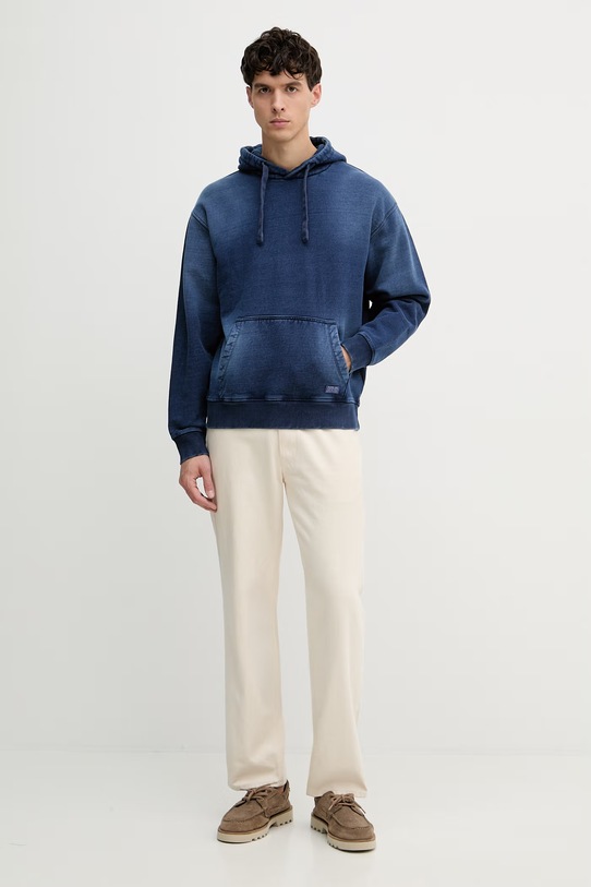 Guess Bluza z kapturem męska bawełniana TERRY M6GQ20.K3168 granatowy SS26