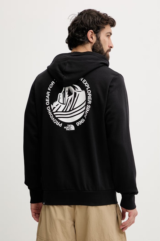 The North Face bluza z kapturem męska z bawełną MONTE czarny NF0A8GA8JK31